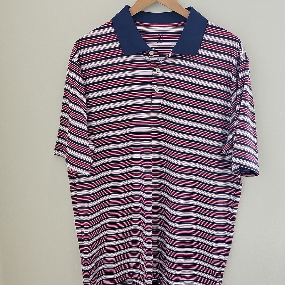 PGA Tour Multicolor Striped Polo Shirt.‎ Blue/red Size XL